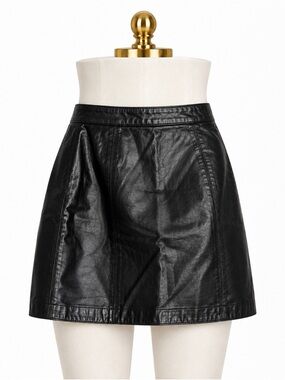 Vintage 90s Byrnes & Baker Genuine Leather Black Mini Skirt 6